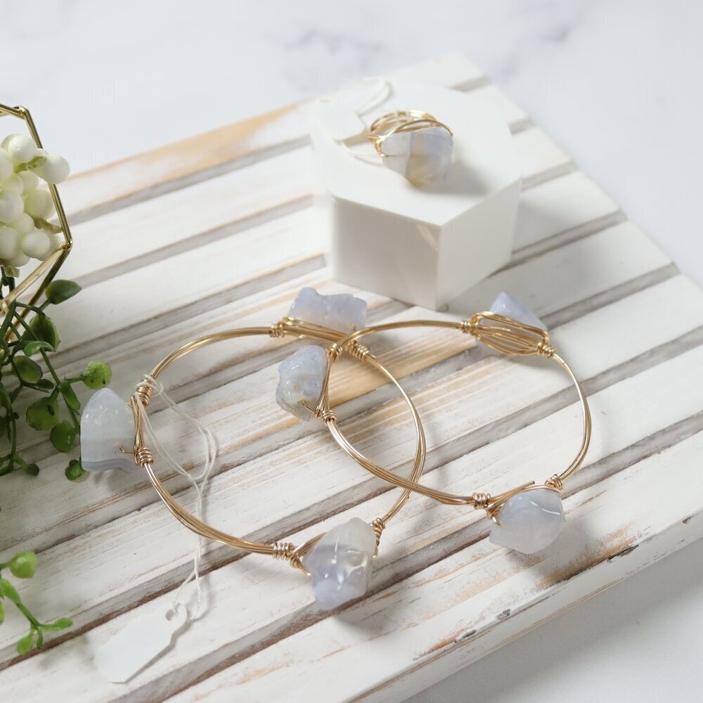 Rose Gold Bangle 3 Pc Set with Stones